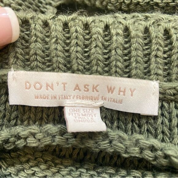 Don’t Ask Why Green Distressed Back Crew Neck Sweater Size‎ Small - Picture 4 of 12